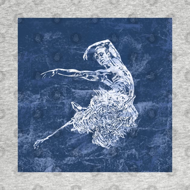 Lino print Male Ballet Dancer Swan from Swan Lake by NattyDesigns